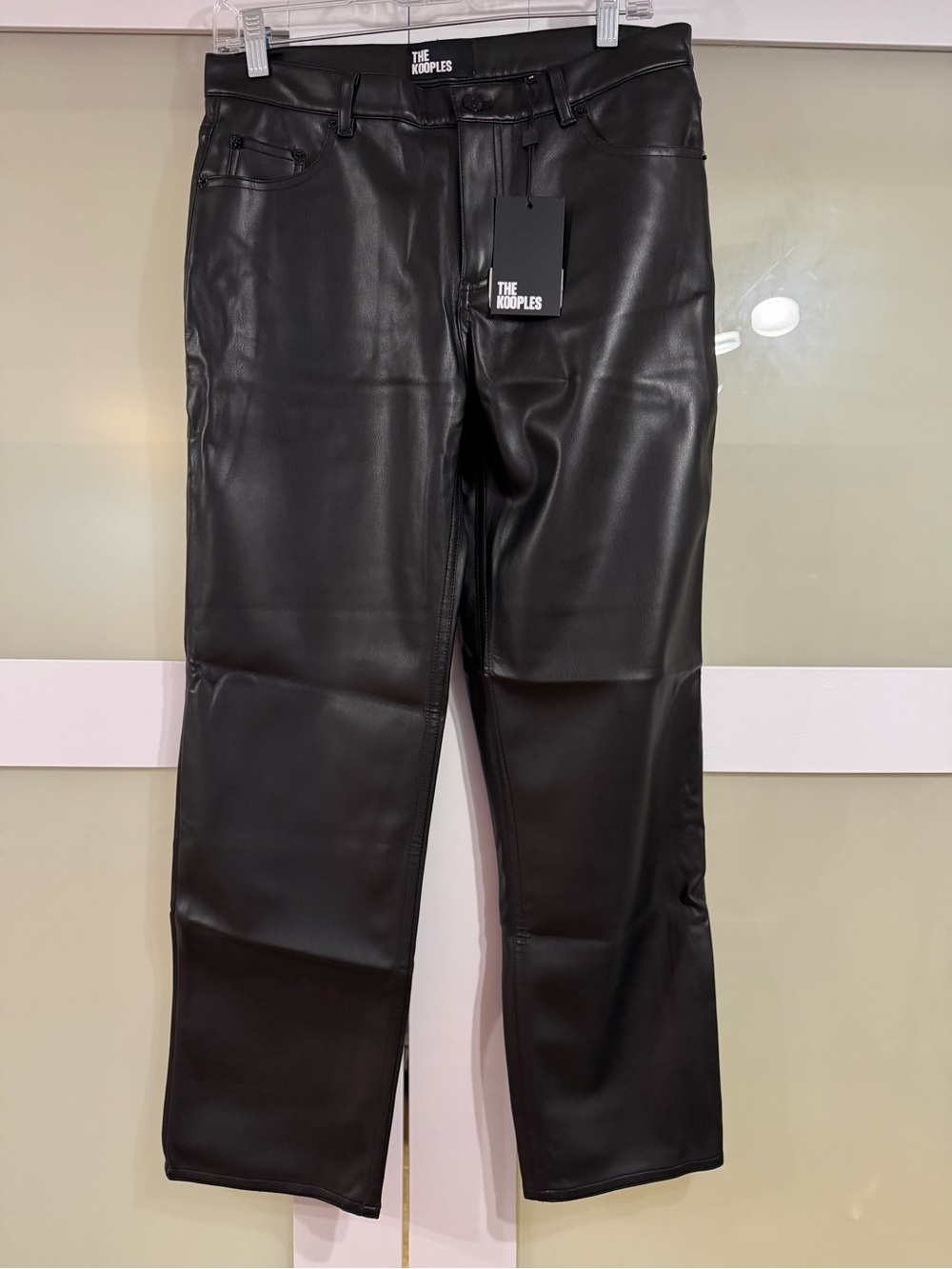 The Kooples Black Faux Leather Straight Jeans